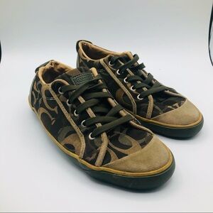 Coach women’s green and tan gym‎ shoes size 8 medium